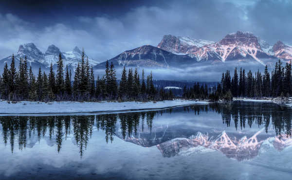 poster gunung Seasons Winter Mountains 1Z 001