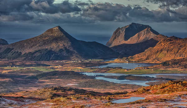 poster gunung Lofoten Mountains Scenery Norway Justadtinden 1Z