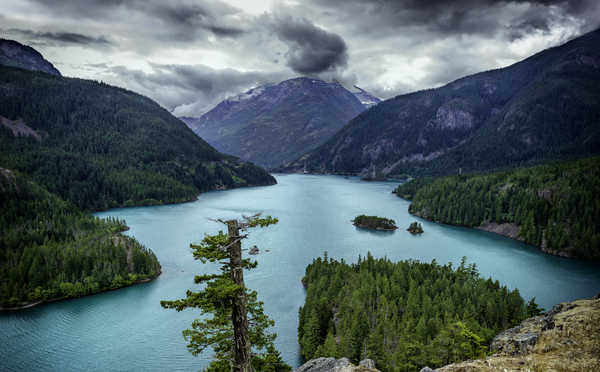 poster pemandangan alam gunung USA Mountains Lake 1Z 006