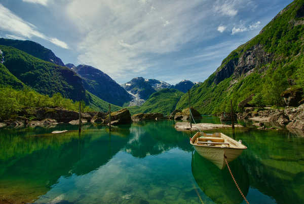 poster pemandangan alam gunung Stones Boats Marinas Mountains Norway 1Z