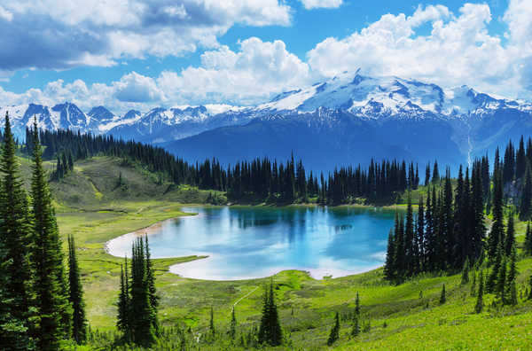 poster gunung Scenery Mountains Lake Grasslands Canada Banff 1Z