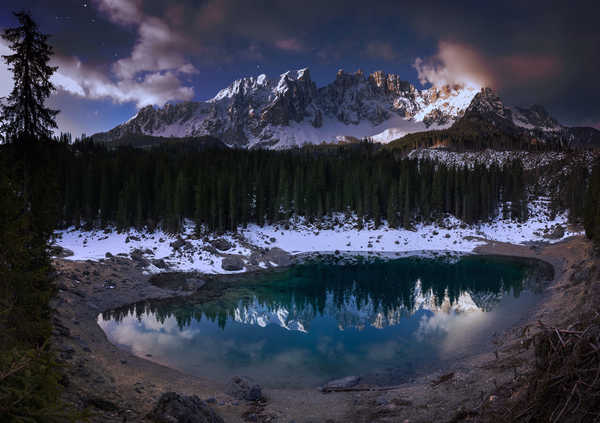 poster gunung Forest Lake Mountain Reflection Lakes Lake8 APC