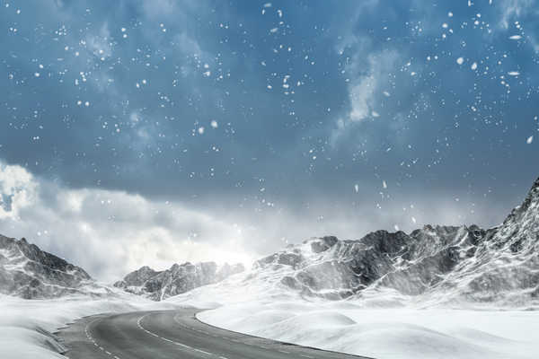 poster pegunungan Winter Mountains Roads 1Z