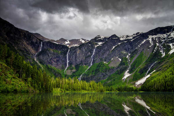 poster pegunungan USA Parks Mountains Lake Forests Sky Avalanche 1Z