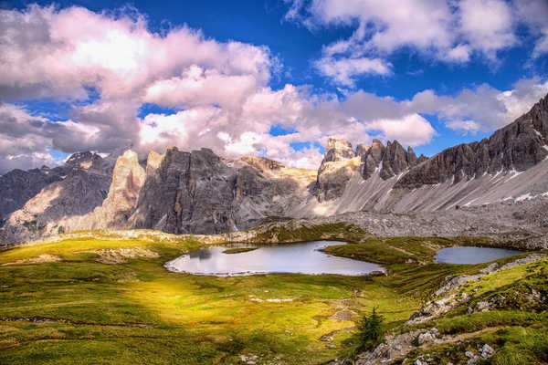 Poster Pemandangan Gunung Italy Mountains Lake Scenery Dolomites Clouds Alps 1Z