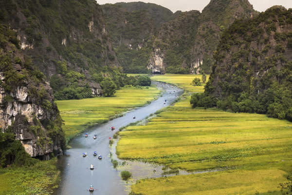 Poster Pemandangan Gunung Vietnam Mountains Rivers Boats Province Of Ninh 1Z