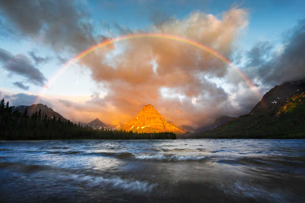 Poster Pemandangan Gunung Lake Mountain Nature Rainbow Earth Rainbow APC