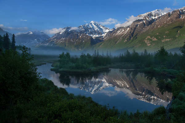 poster pemandangan alam gunung Forests Mountains Rivers USA Alaska 1Z