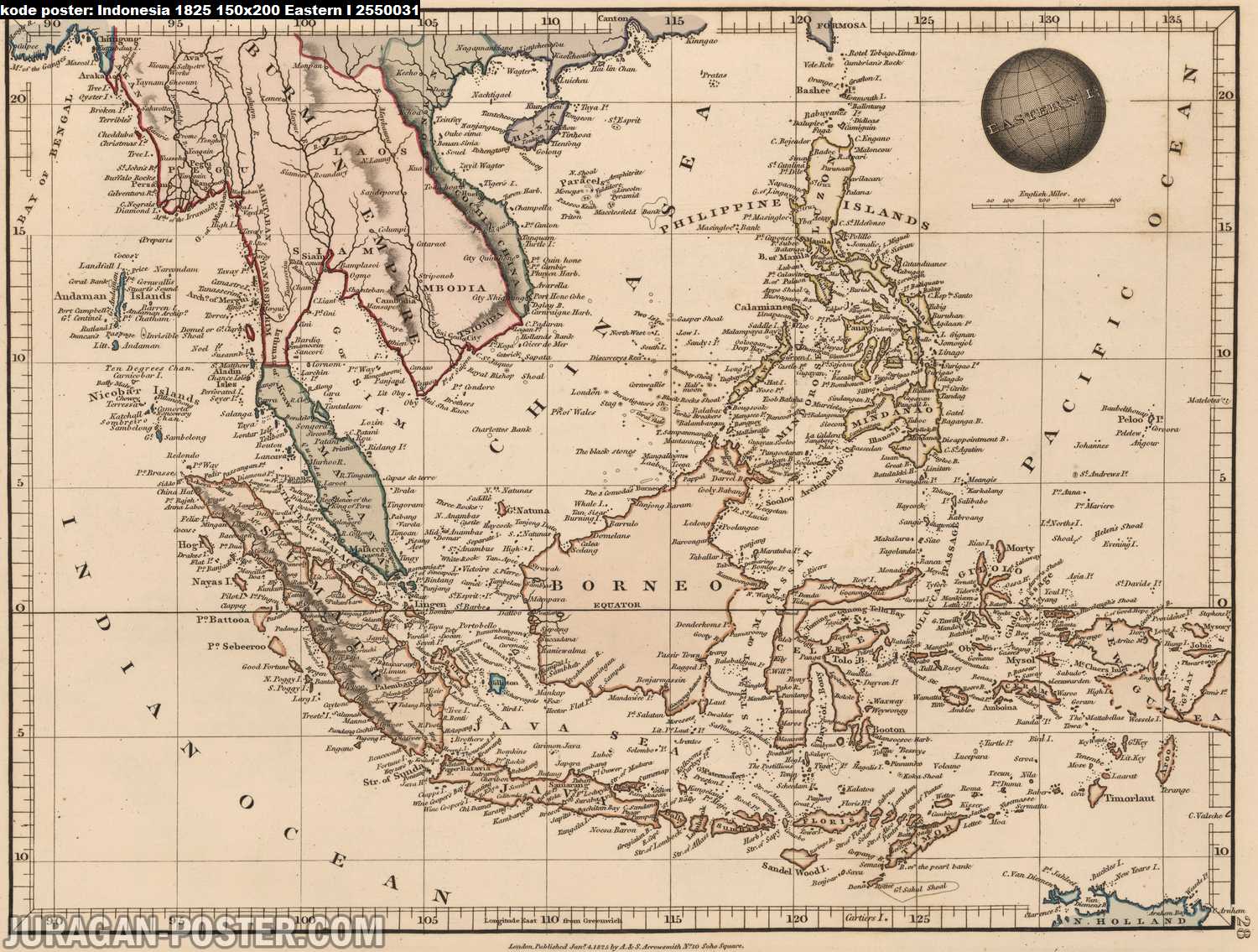 peta indonesia kuno tahun 1825