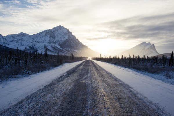 poster pemandangan alam gunung Mountains Roads Morning Winter Snow 1Z