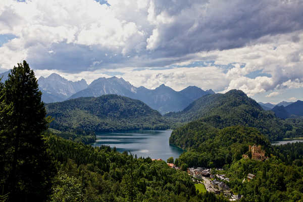 Poster Pemandangan Gunung Germany Lake Mountains Forests Castles Alps 1Z