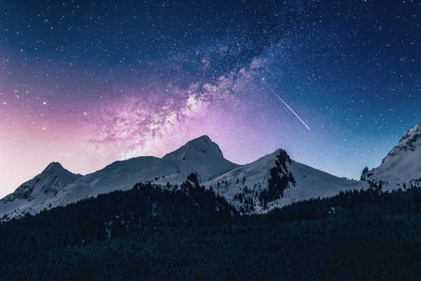 poster gunung Mountain Night Snow Stars Earth Night APC