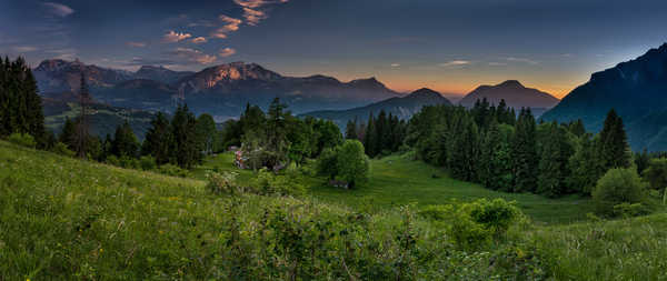 poster pemandangan alam gunung France Scenery Evening Mountains Forests Verdant 1Z