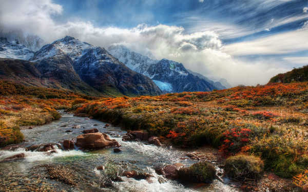 poster gunung HDR Landscape Mountain River Earth Stream APC