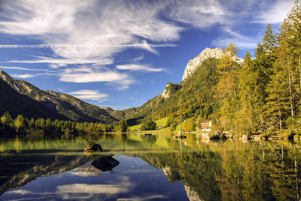 poster pemandangan alam gunung Lake Mountains Forests Stones Germany 1Z