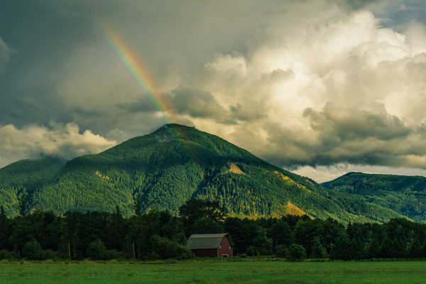 poster pemandangan alam gunung Barn Cloud Forest Mountain Rainbow Earth Rainbow0 APC