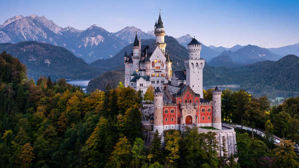 poster pemandangan alam gunung Germany Castles Mountains Neuschwanstein Bavaria 1Z