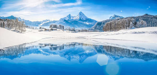 poster gunung Mountains Winter Lake 1Z