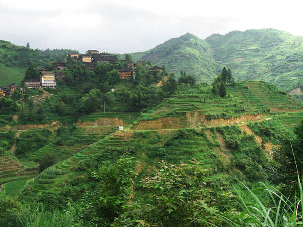 poster gunung China Fields Houses Mountains Longsheng Pingan 1Z