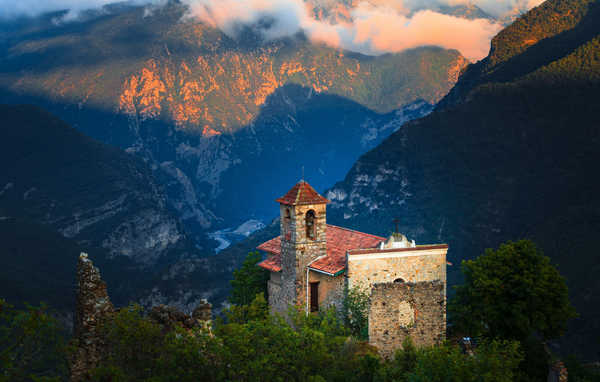 poster pemandangan alam gunung France Mountains Temples 1Z