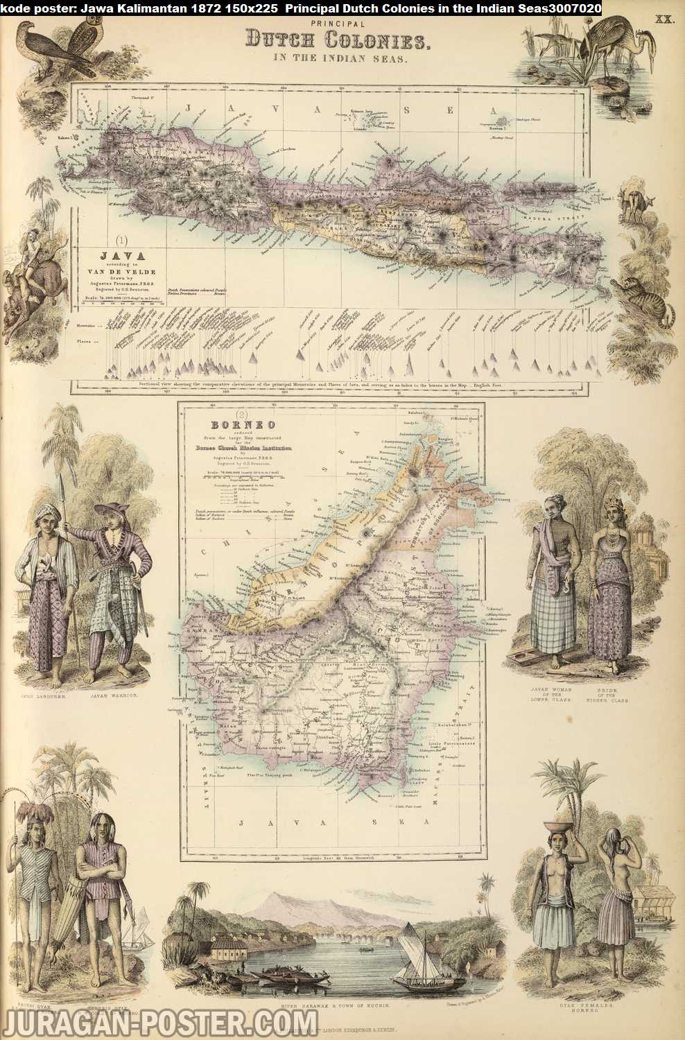 Peta Jawa Kalimantan Kuno 1872 Principal Dutch Colonies in the Indian Seas3007020