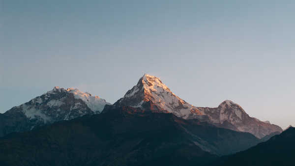 poster gunung annapurna massif himalayas nepal mountains sunrise minimal WPS