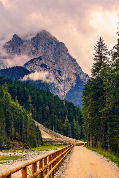 poster pemandangan alam gunung Mountains Roads Alps Fir Fence 1Z