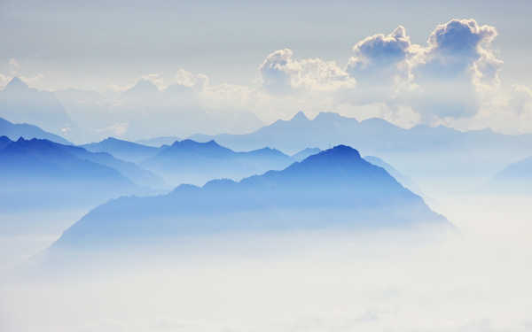 poster pemandangan alam gunung Blue Cloud Mountains Mountain APC