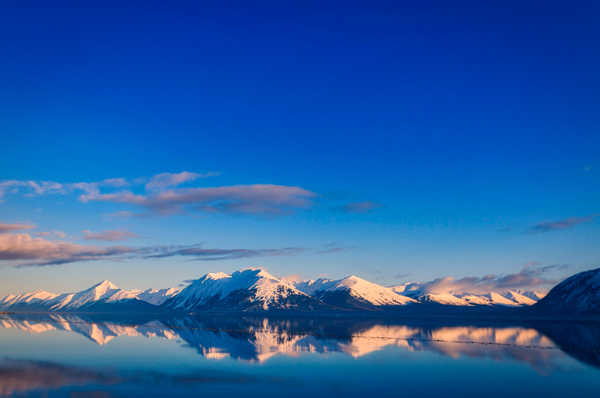 poster pegunungan blue sky mountains reflections calm landscape hd WPS