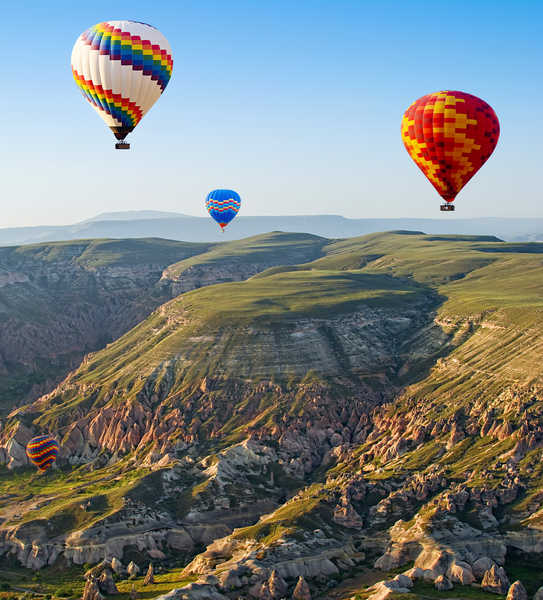 poster pemandangan alam gunung Turkey Mountains Sky Cappadocia Aerostat 1Z