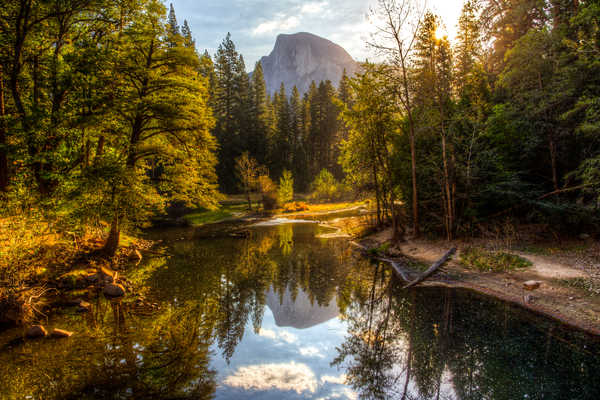 poster gunung USA Parks Autumn Mountains Forests Lake Yosemite 1Z