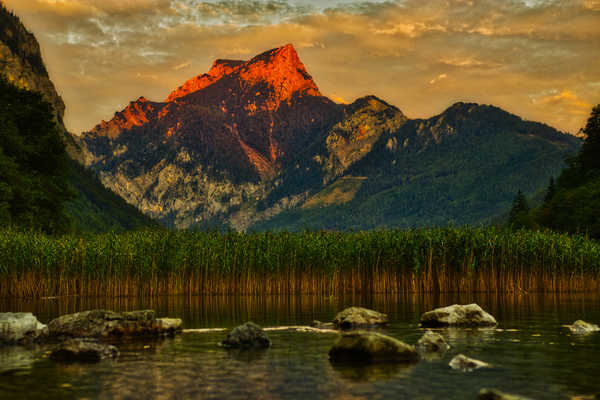 Poster Pemandangan Gunung Austria Lake Stones Mountains Scenery Leopold 1Z