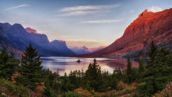 Poster Pemandangan Gunung USA Parks Mountains Lake Glacier National Park 1Z