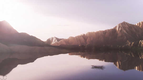 poster pemandangan alam gunung Mountain Reflection Lakes Lake APC