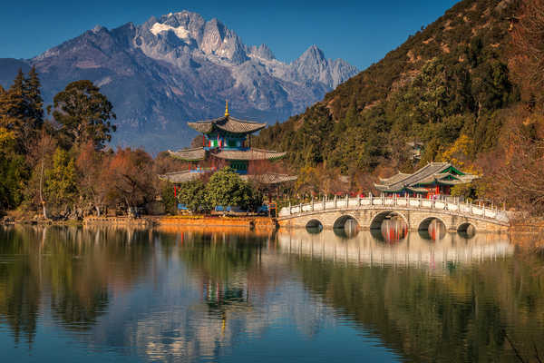 poster gunung China Mountains Rivers Pagodas Bridges Yunnan 1Z