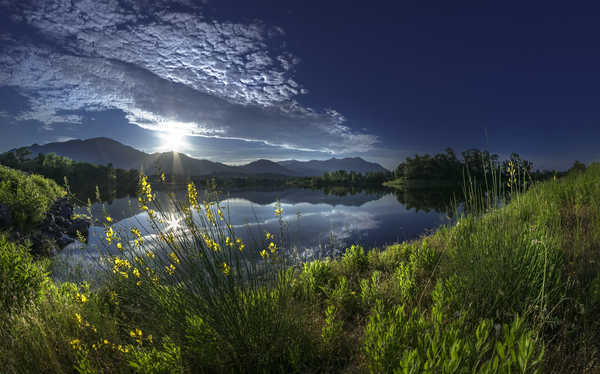 poster pegunungan sunrise lake mountains france hd WPS