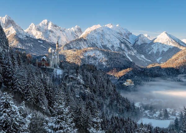 poster pemandangan alam gunung Mountains Winter Forests Castles Germany Scenery 1Z