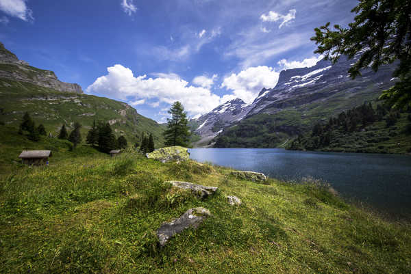 poster pemandangan alam gunung Switzerland Mountains Rivers Stones Engstlensee 1Z