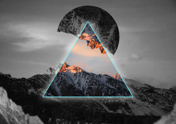 poster pemandangan alam gunung mountains triangle evening geometric 4k WPS