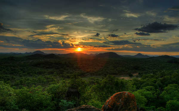 poster gunung Africa Green Mountain Valley Zimbabwe Earth Sunset APC