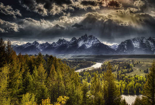 poster pegunungan USA Mountains Forests Scenery Tetons Wyoming Grand 1Z