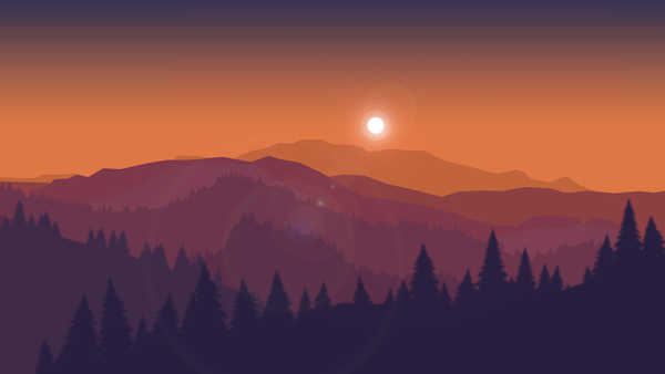 poster pegunungan sunset mountains firewatch minimal silhouette hd 4k WPS18