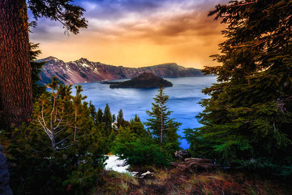 poster gunung USA Parks Mountains Lake Crater Lake National Park 1Z