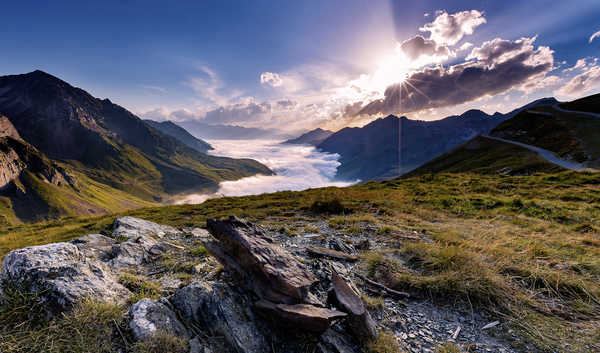 Poster Pemandangan Gunung France Sunrises and sunsets Mountains Stones 1Z