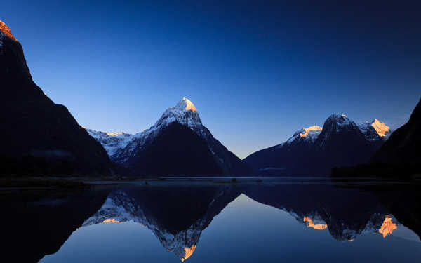 poster pemandangan alam gunung morning mountains silhouette milford sound fjord new WPS