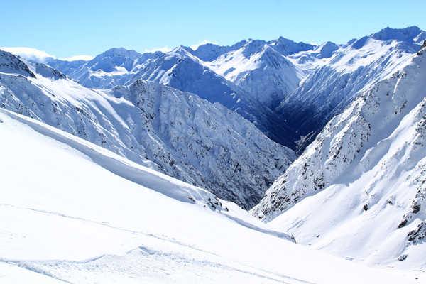 Poster Pemandangan Gunung New Zealand Mountains Winter Methven Heli Skiing 1Z 001