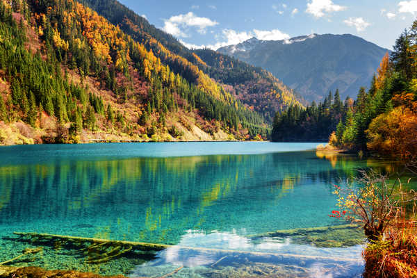 poster gunung Jiuzhaigou park China Autumn Parks Lake Mountains 1Z