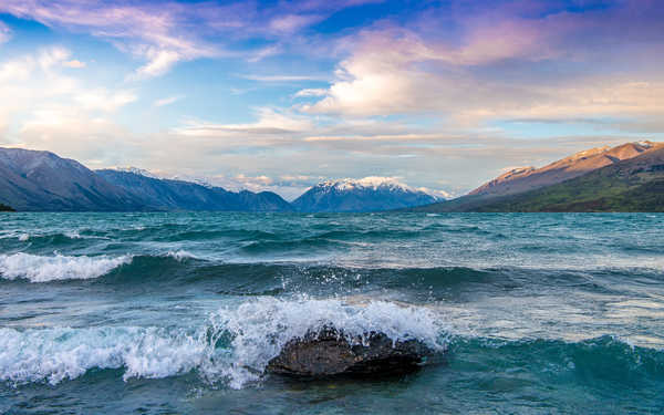 poster gunung lake ohau glacier mountains 4k WPS