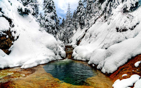 poster gunung Mountain Snow Stream Tree Water Winter Earth Winter APC