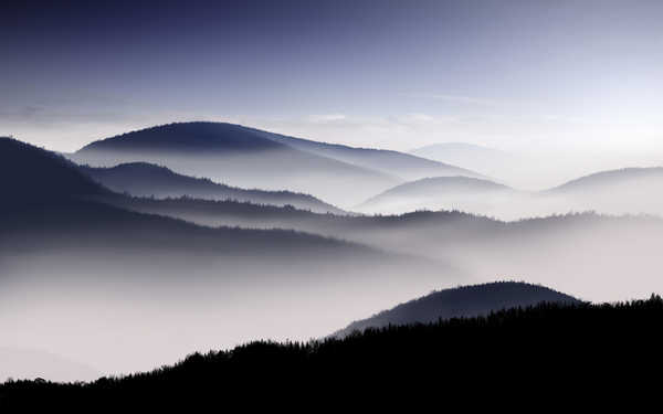 poster gunung mountains foggy silhouette hd WPS